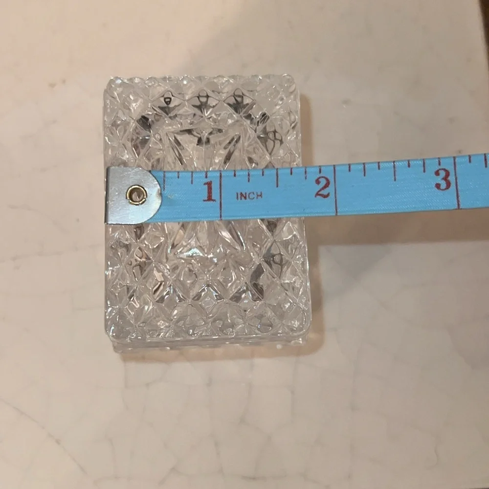 Cut Glass Princess Trinket Box, Pressed Glass Rectangular Tiny Glass Container